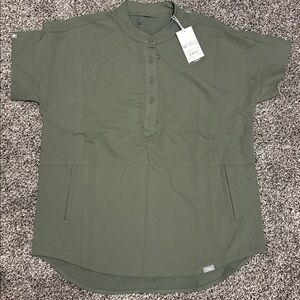 Figs Olive Green Short Sleeve Top